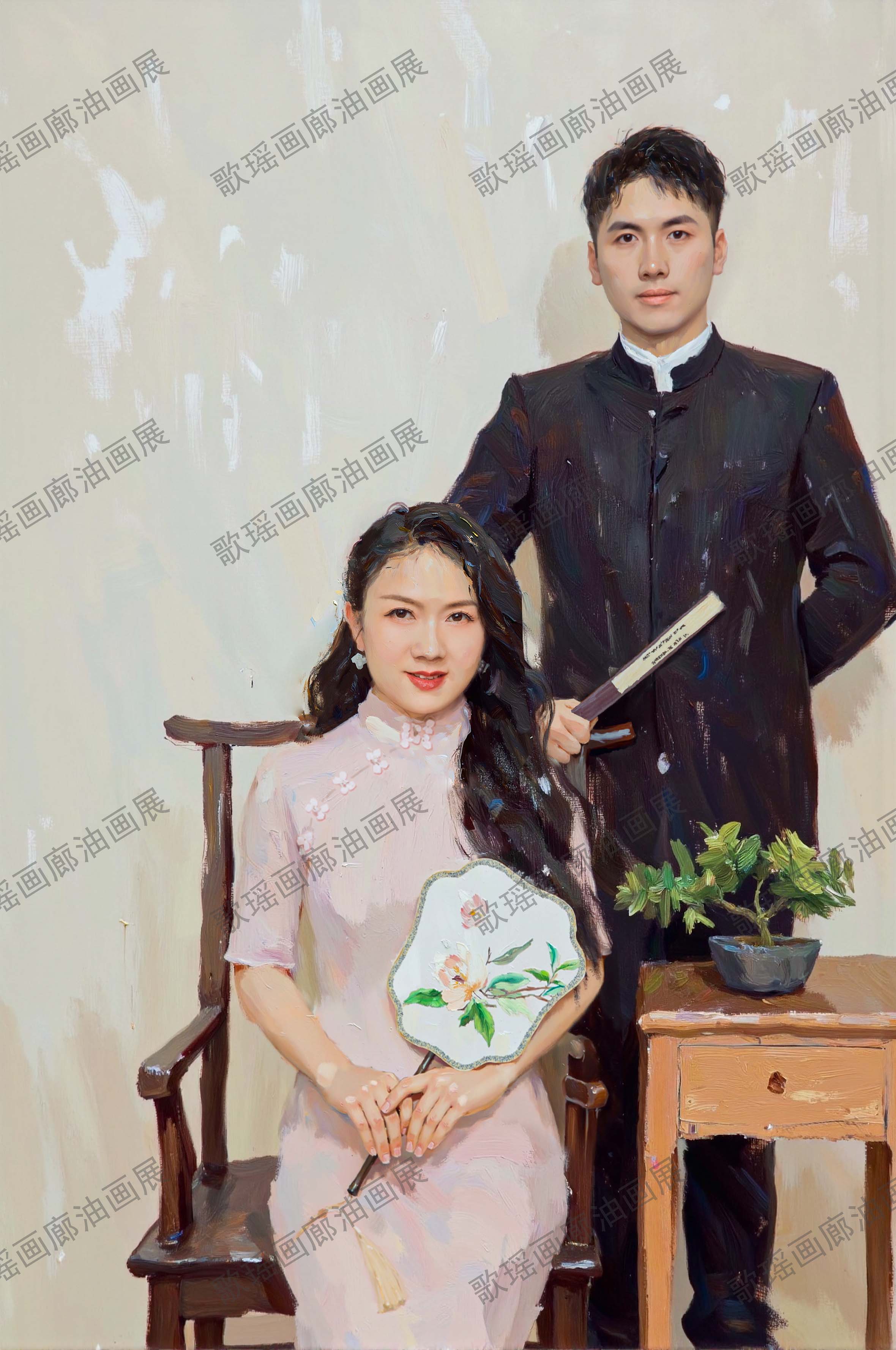 婚纱油画5